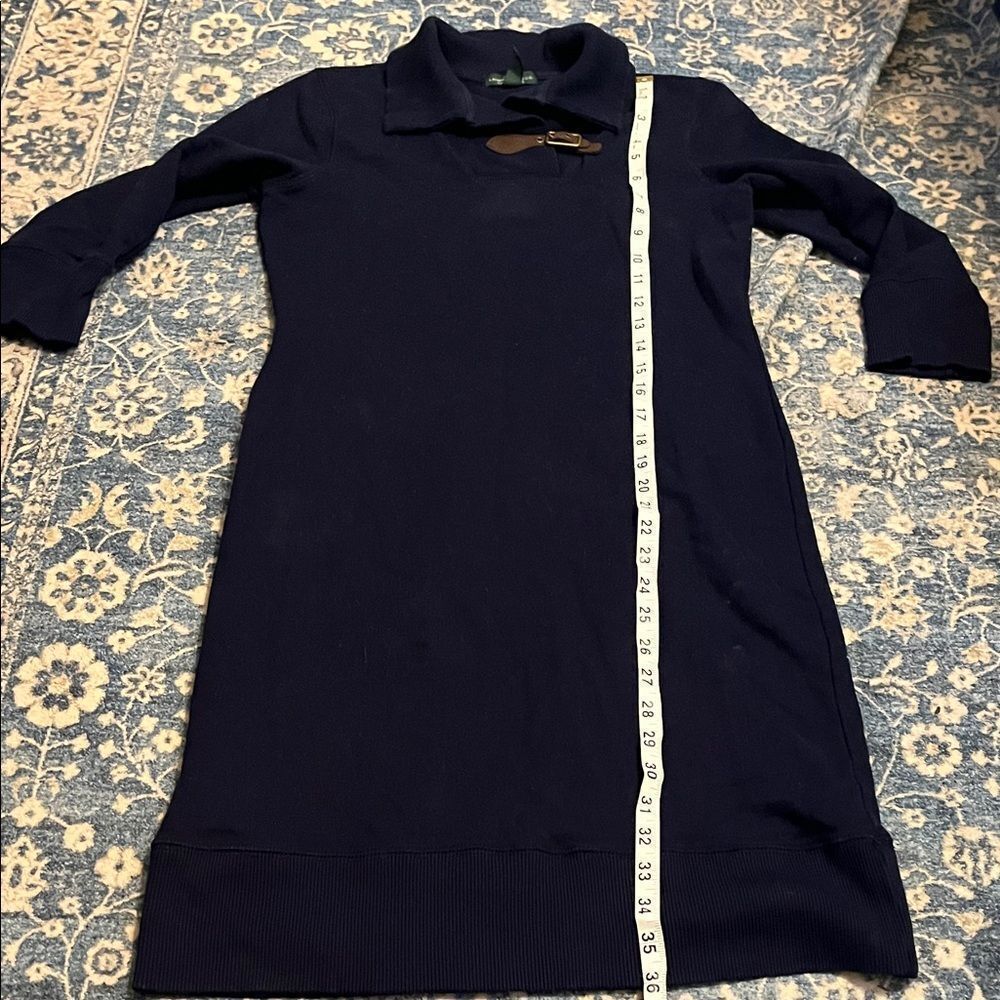 Lauren Jeans Co Ralph Lauren Blue Buckle Collar Detail Sweater Dress Equestrian - Picture 8 of 8